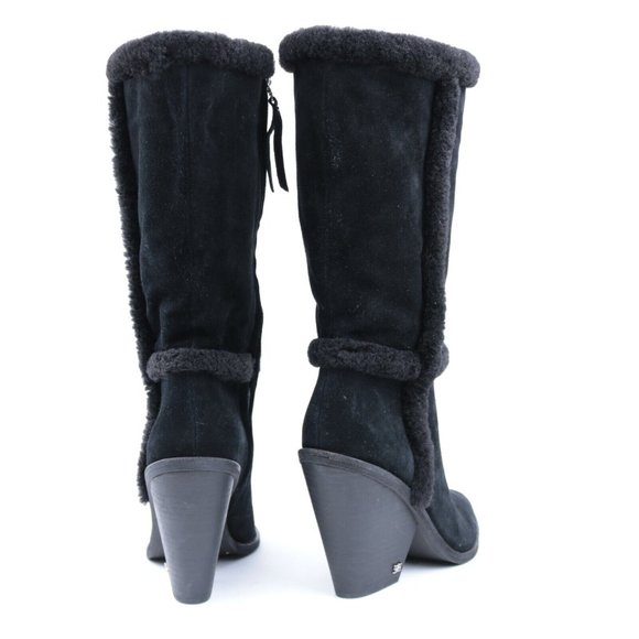 Sam Edelman Ilsa Faux Fur Suede Knee High Block Heel Boots Size 6 - Picture 5 of 9